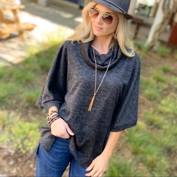 ✨LAST ONE✨Charcoal cowl neck sweater - Picture 3 of 5